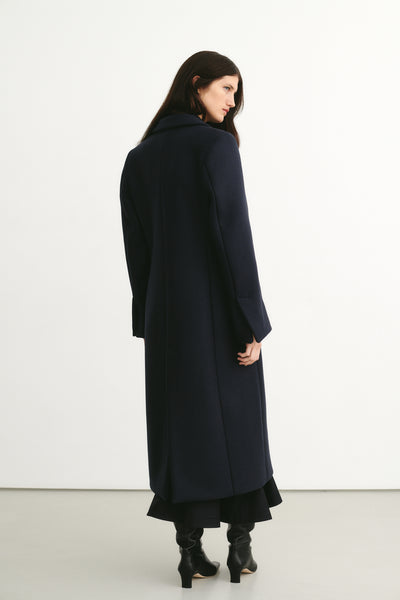 Izmir Long Coat Dark Blue – ATTIRE THE STUDIO