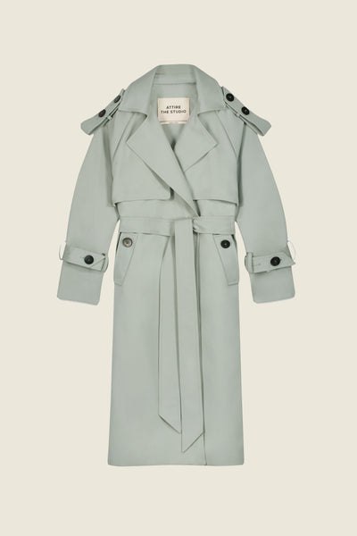 Wool Trench Coat Sage – ATTIRE THE STUDIO