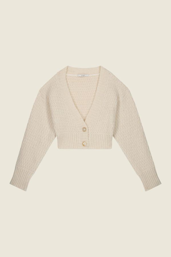 Cropped Knit Cardigan Off-White