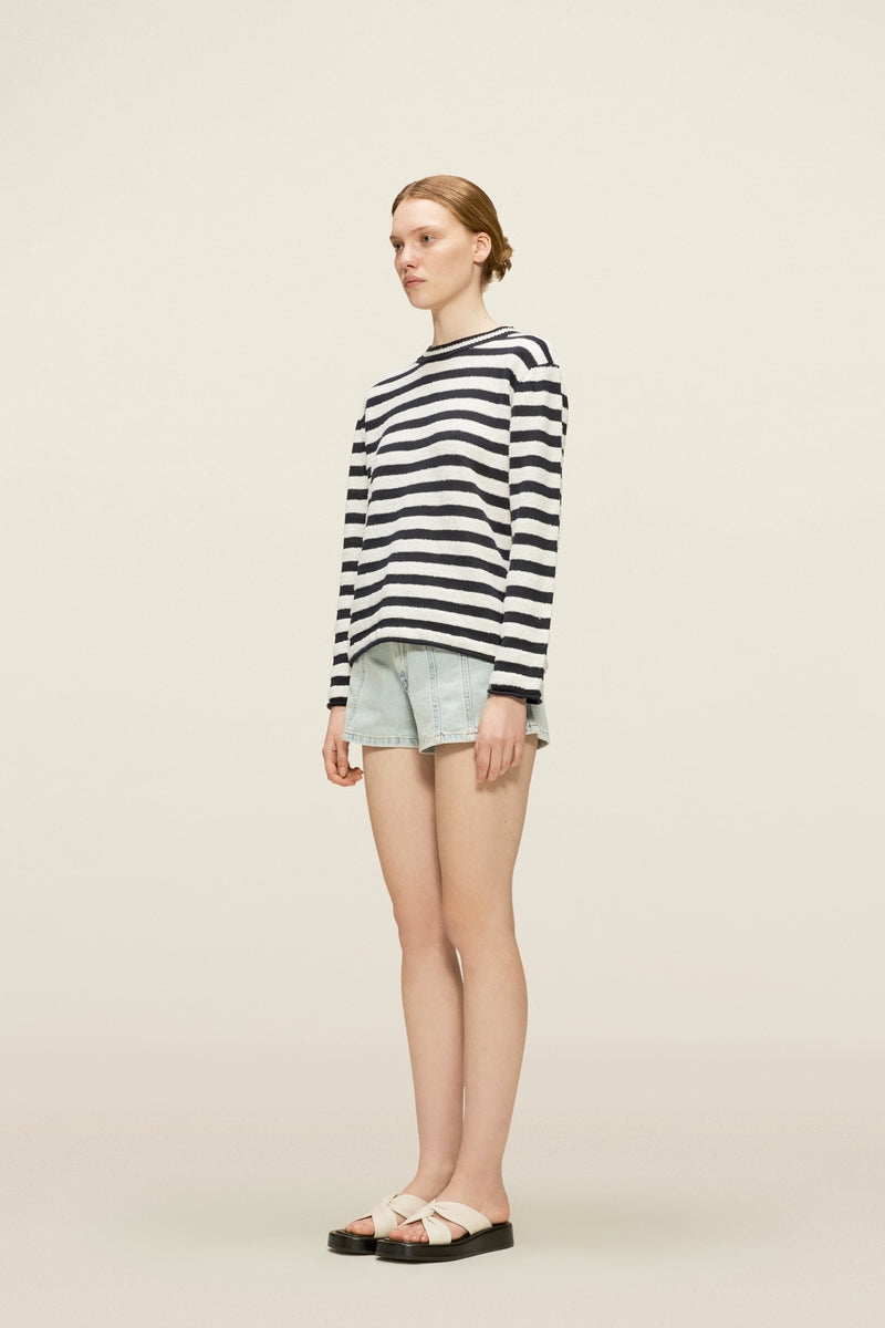 Tatiana Knit Sweater Navy White