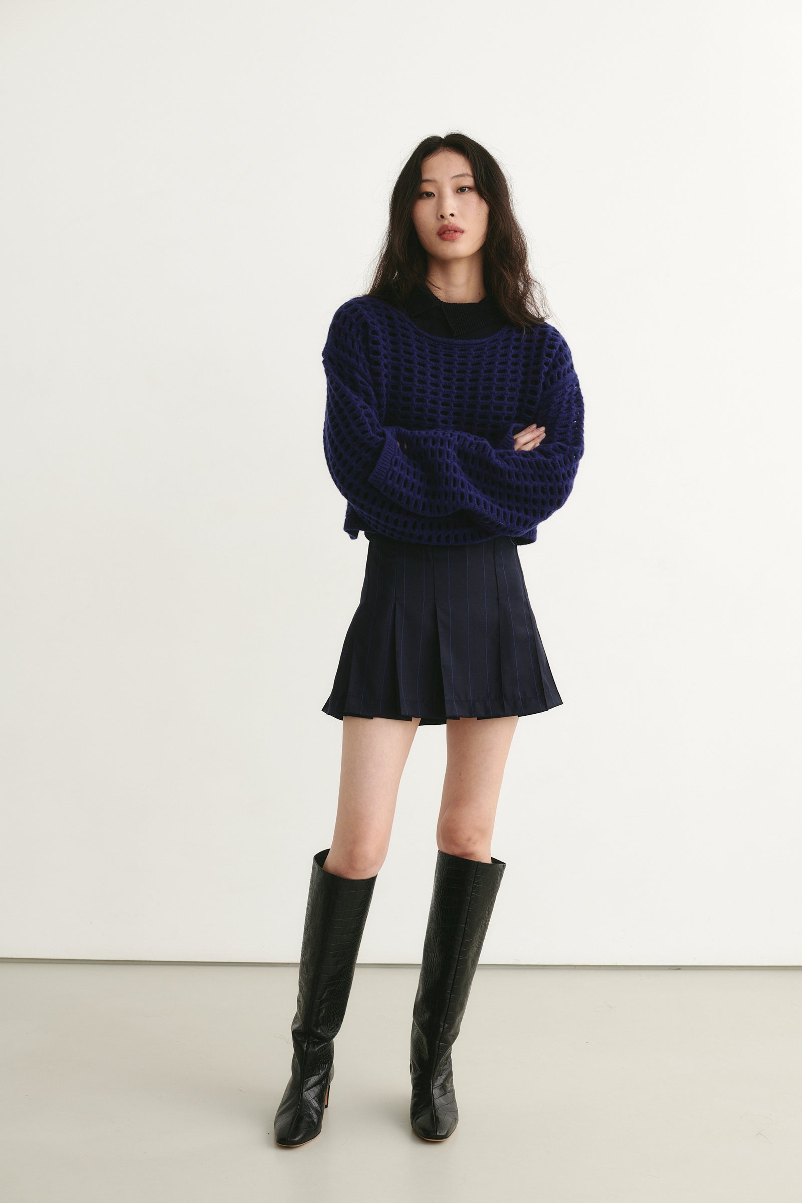 イオレ IORE Accent Sleeve Knit BLACK×BLUE IDRISBlue1096_1600x.jpg?v=