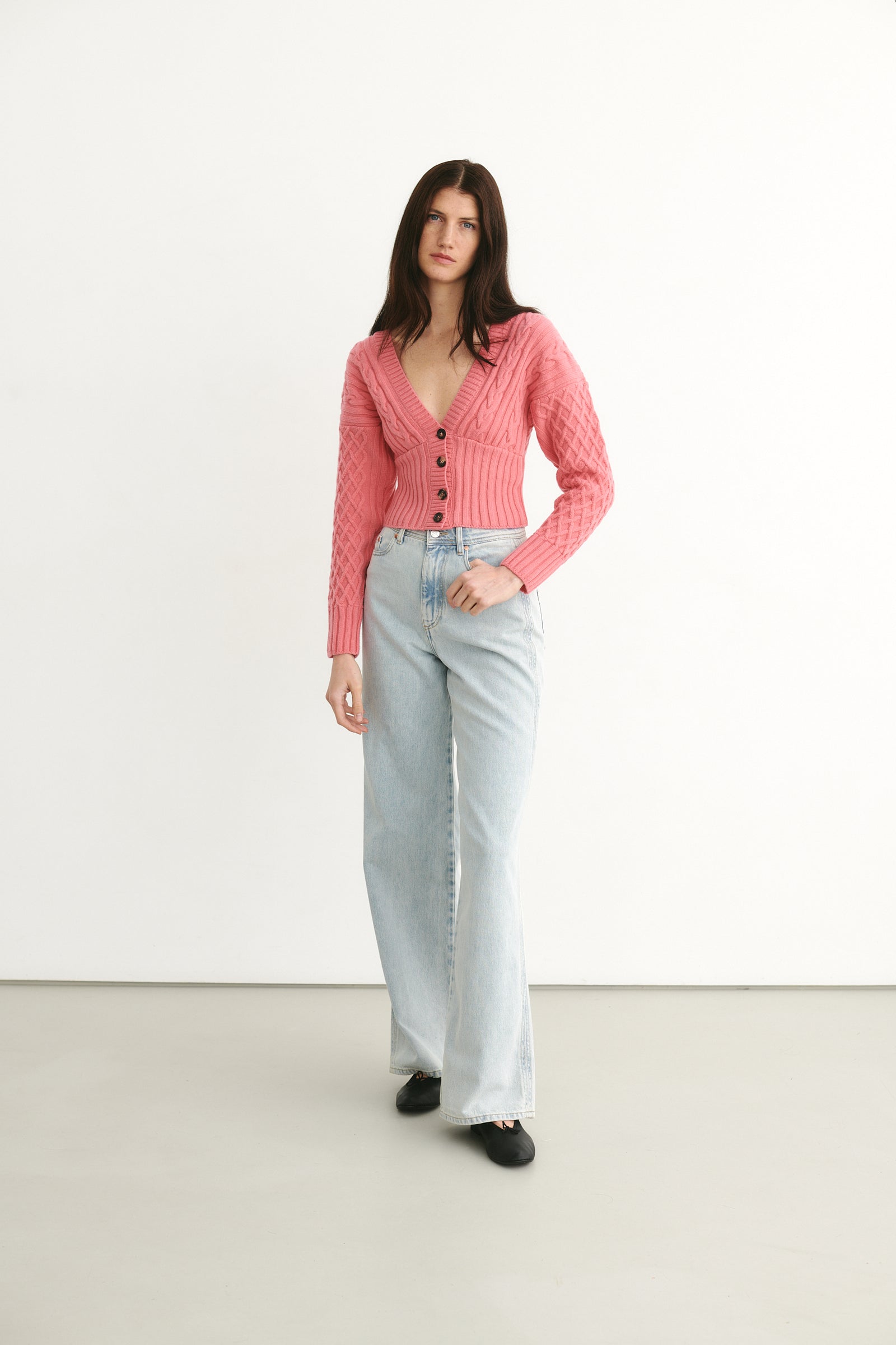 カーディガン "B" CAMEL PEPURAMU CARDIGAN PINK Sorbet Pink Chunky Cardigan | Beginning Boutique US
