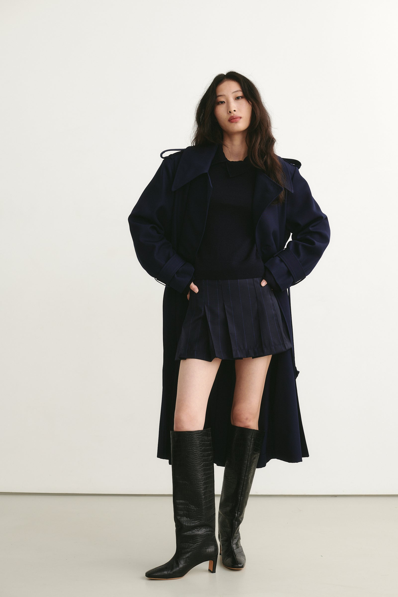 Isaac Trench Coat Navy – ATTIRE THE STUDIO