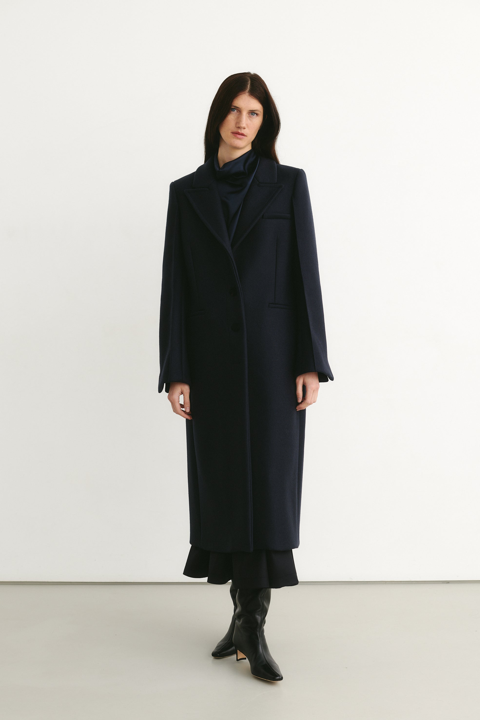 Izmir Long Coat Dark Blue – ATTIRE THE STUDIO