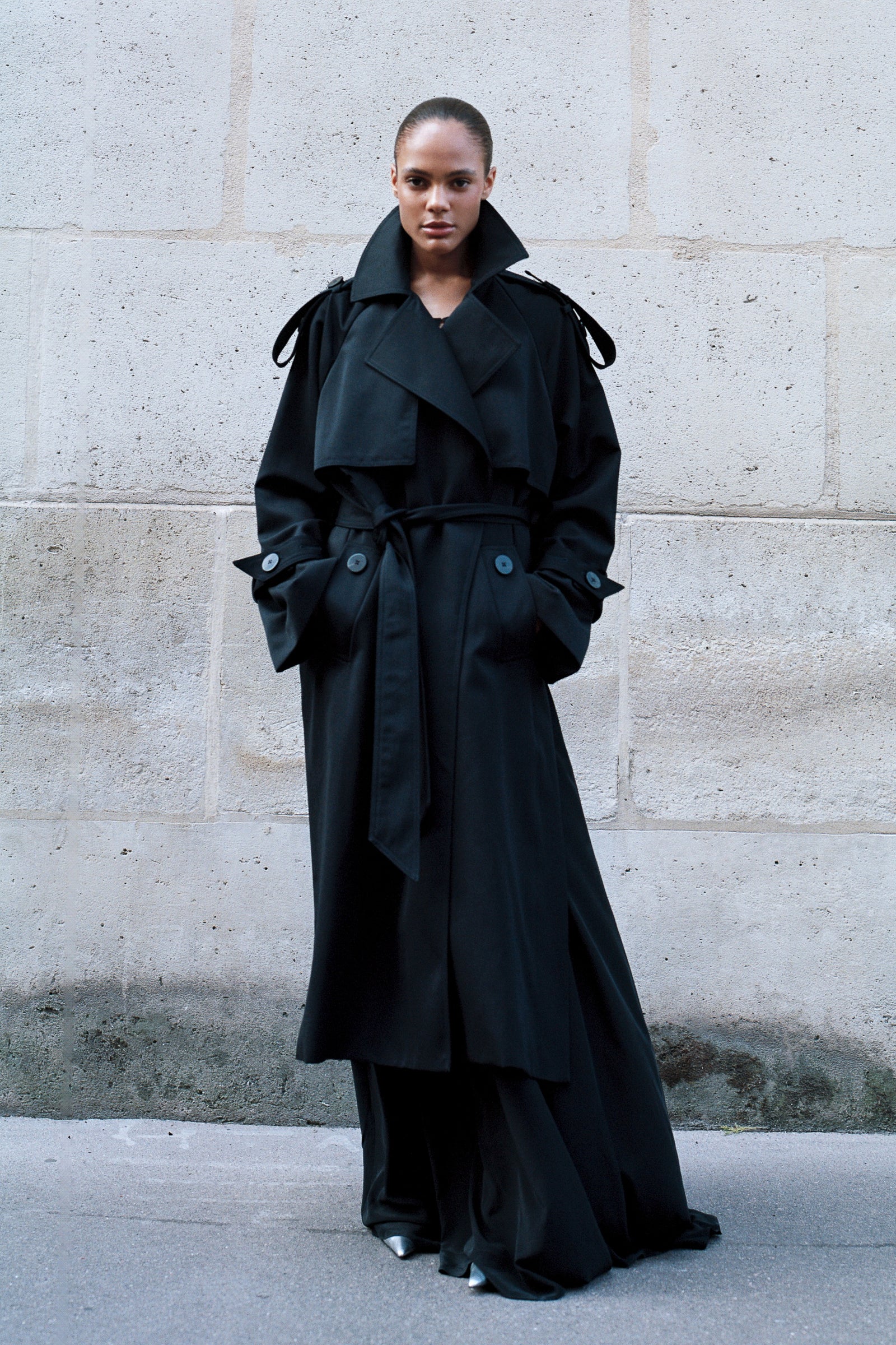 ladies black dress coat Black Long Coat Suit: Women's Formal Office Jacket and Trousers
