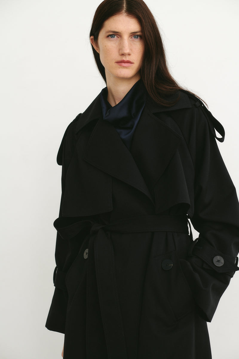 Wool Trench Coat Black ATTIRE THE STUDIO Wool Trench Coat Black ATTIRE THE STUDIO