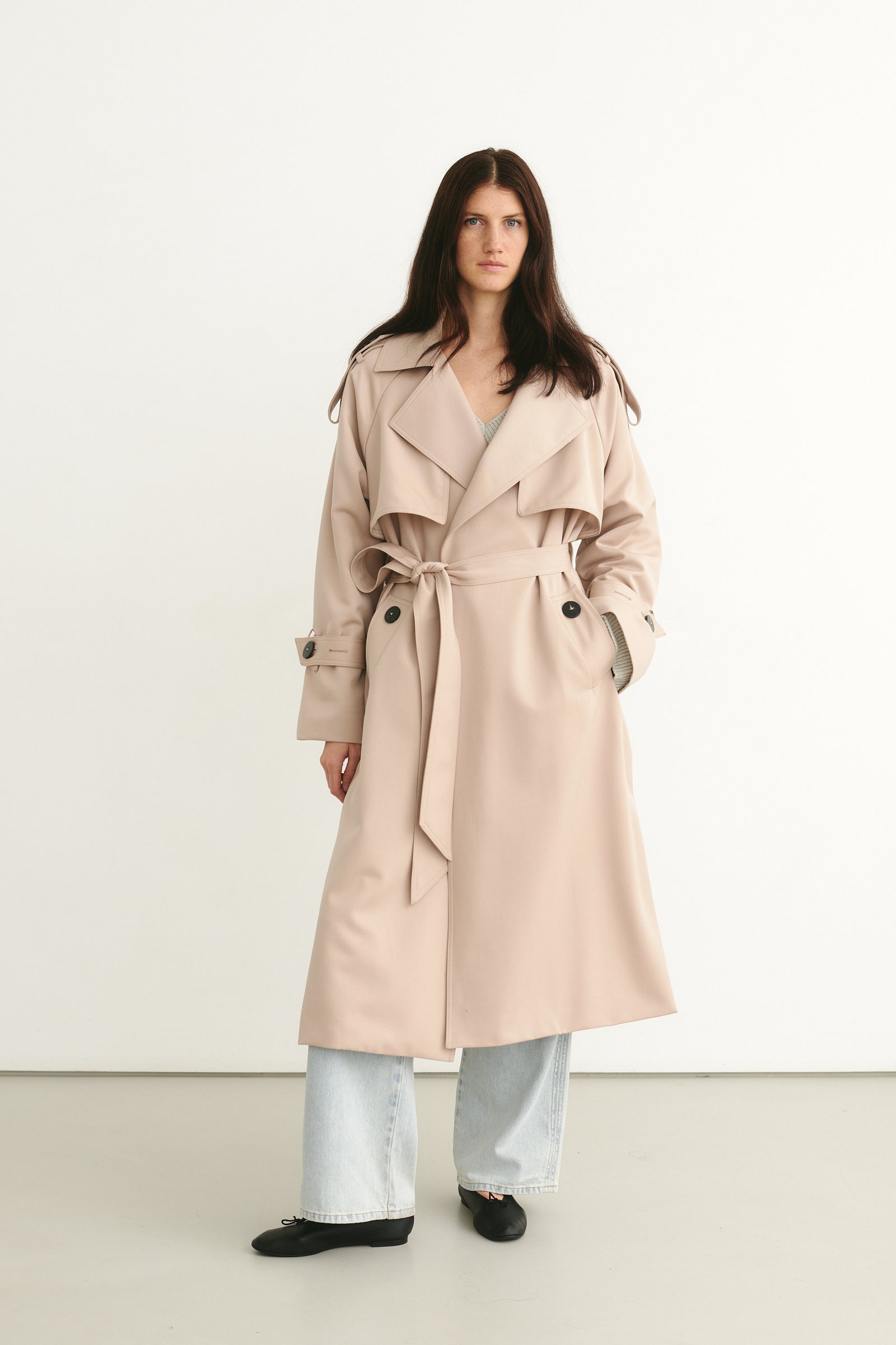 HYEON （へヨン）2way trench coat beige Modern Trench Coat | Gap Factory