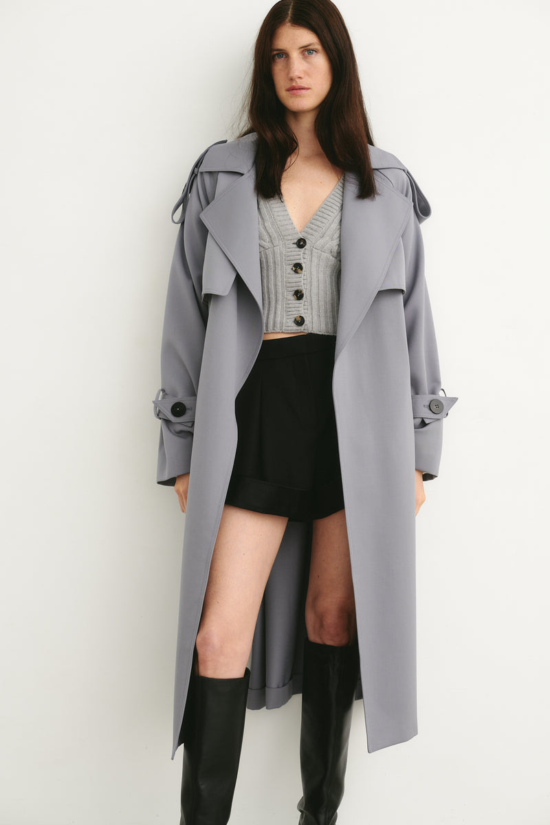 grey dress coat womens Gray Wool Maxi Coat for Women