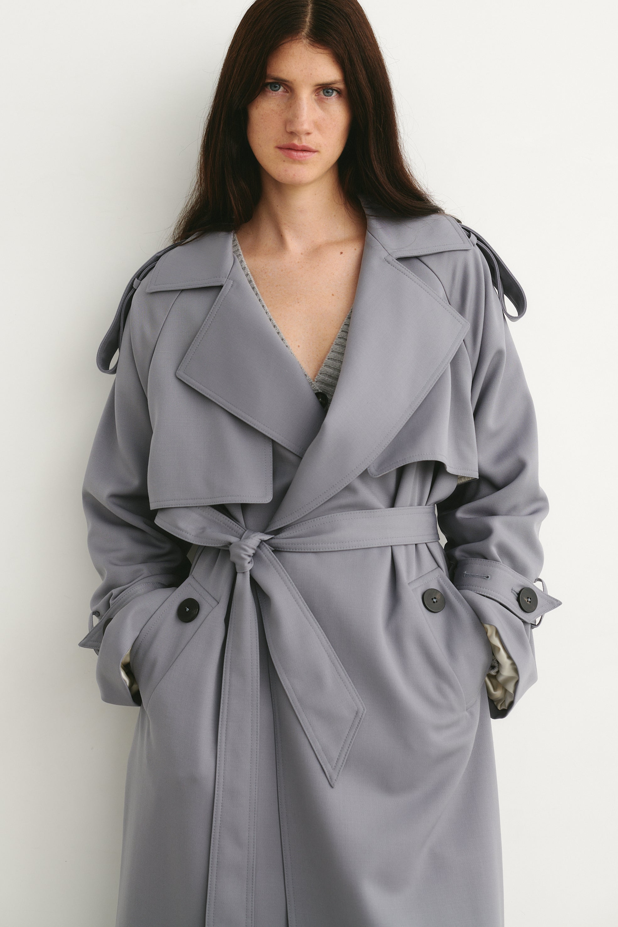 Wool Trench Coat Blue-Grey – ATTIRE THE STUDIO