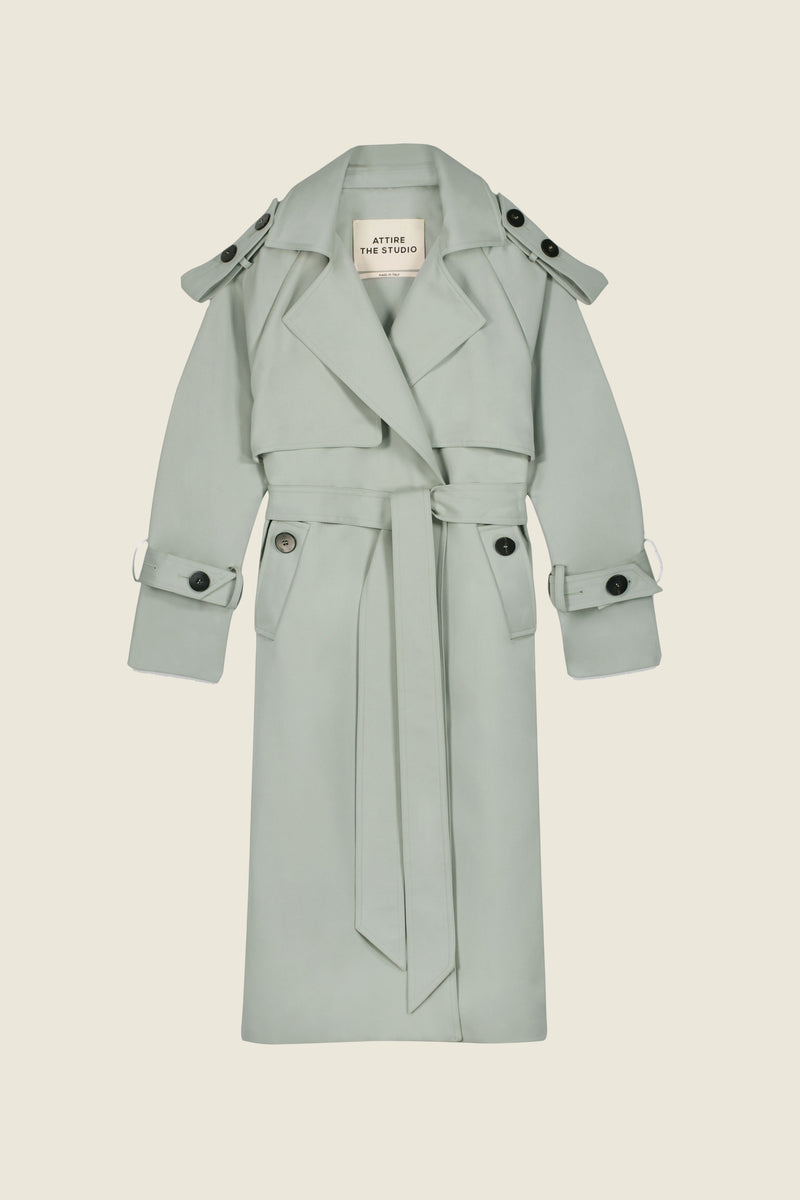Wool Trench Coat Sage