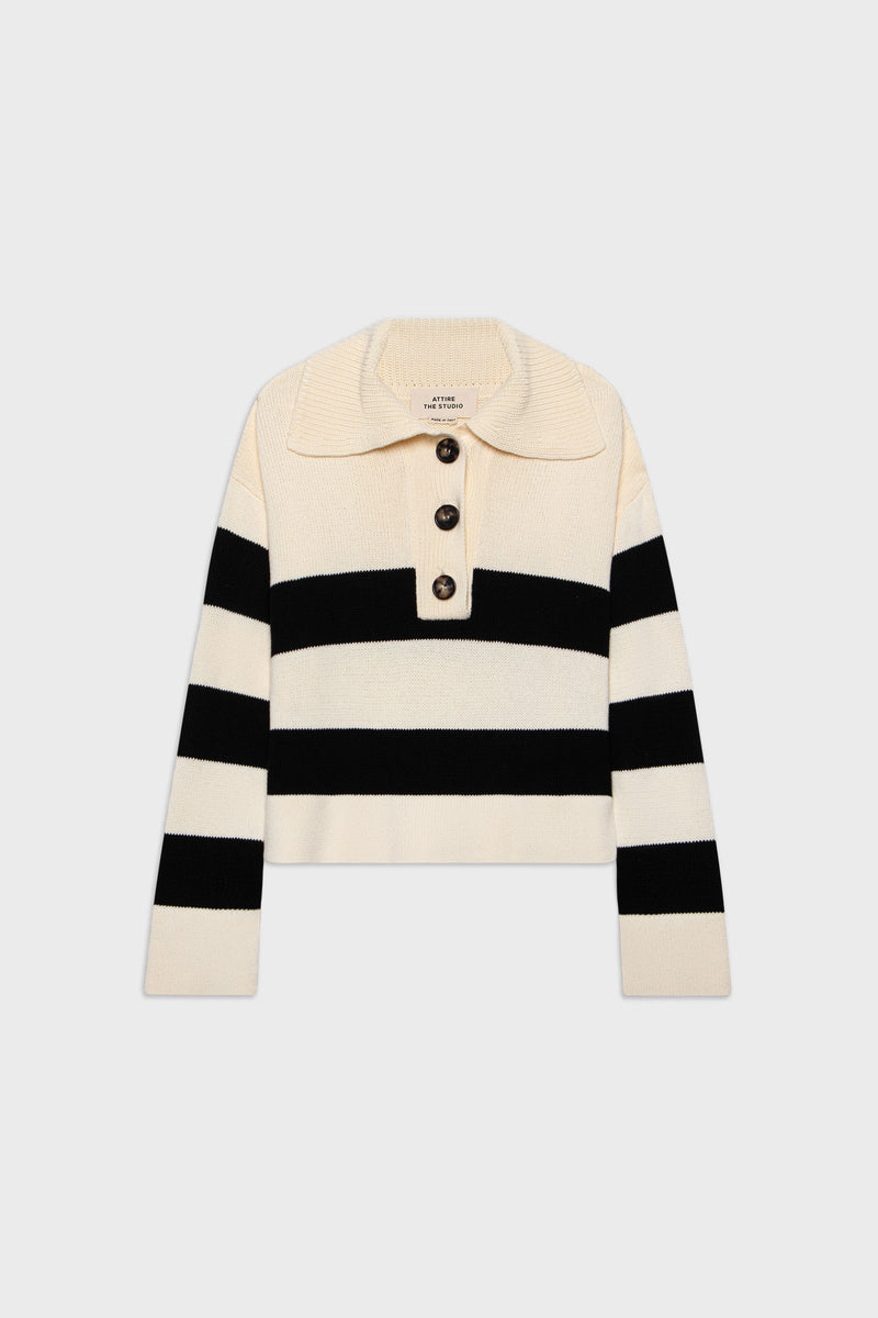 Polo Knit Sweater Striped – ATTIRE THE STUDIO