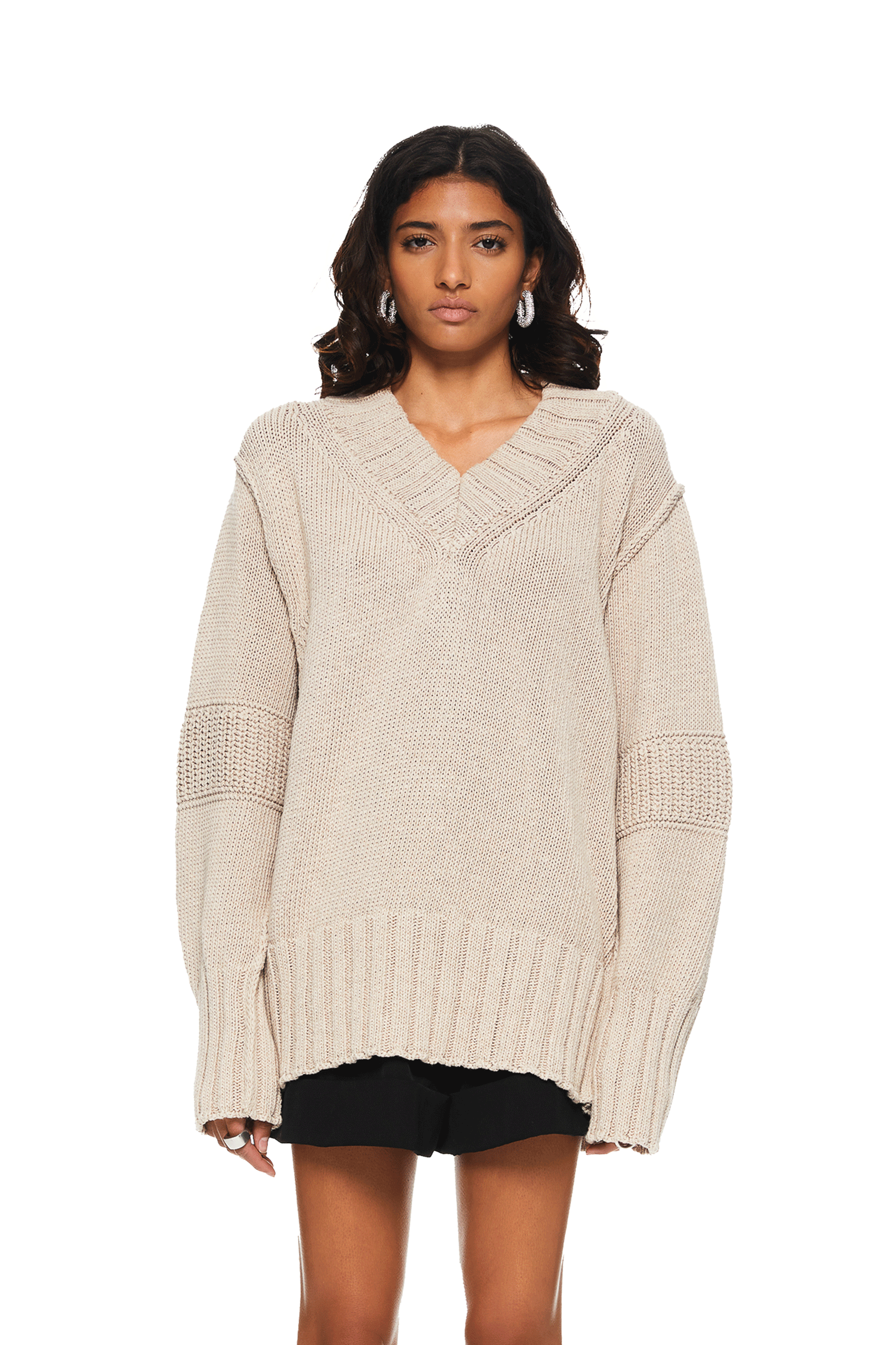 ★CPGN STUDIO_COMPAGNO★ Weekend brush round knit beige CPGN STUDIO】24FW☆ Weekend Brush Round Knit (CPGN
