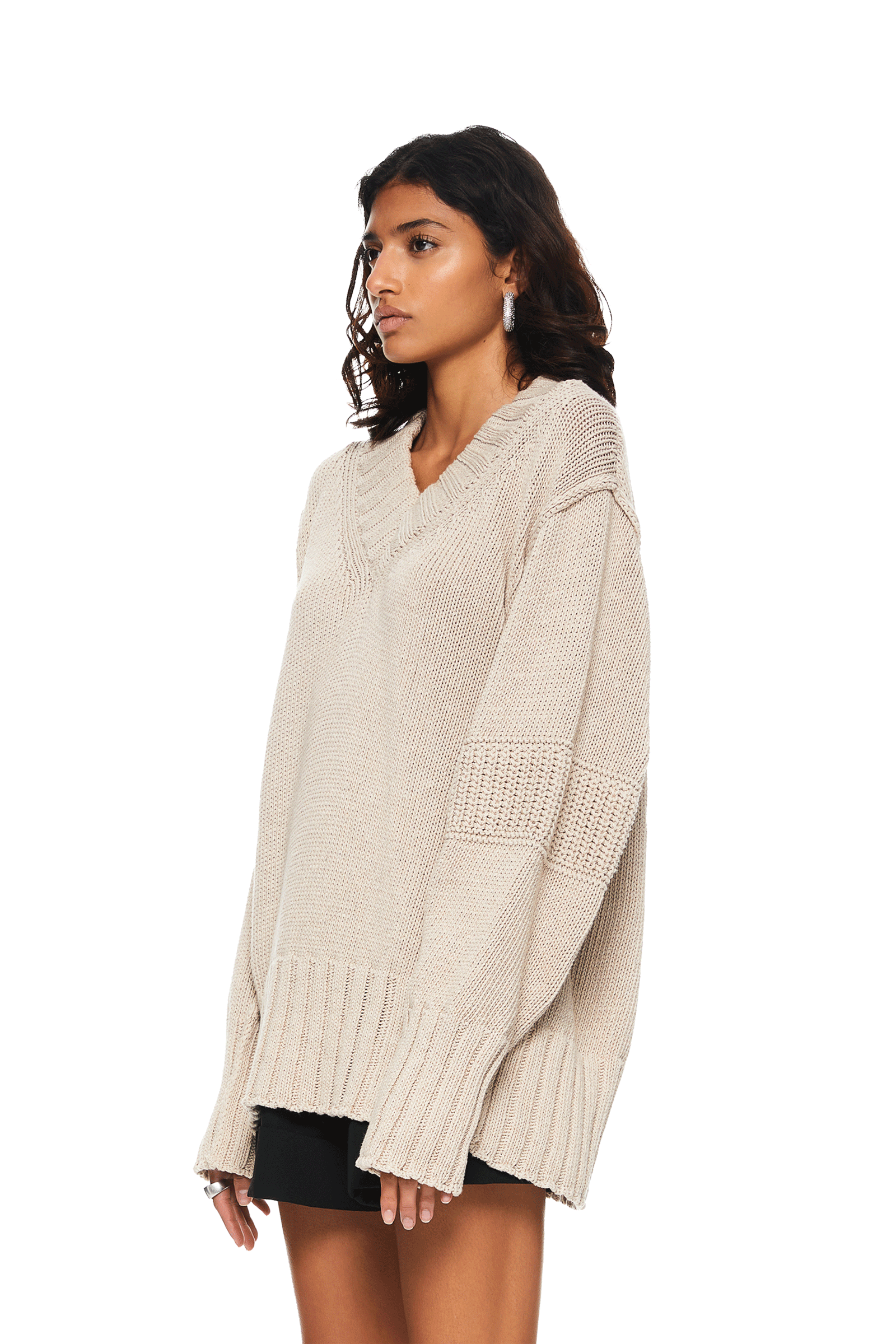 EVERYDAY I LIKE ベージュ ニット　Fluffy sweater Oversized Boyfriend Sweater Beige – ATTIRE THE STUDIO