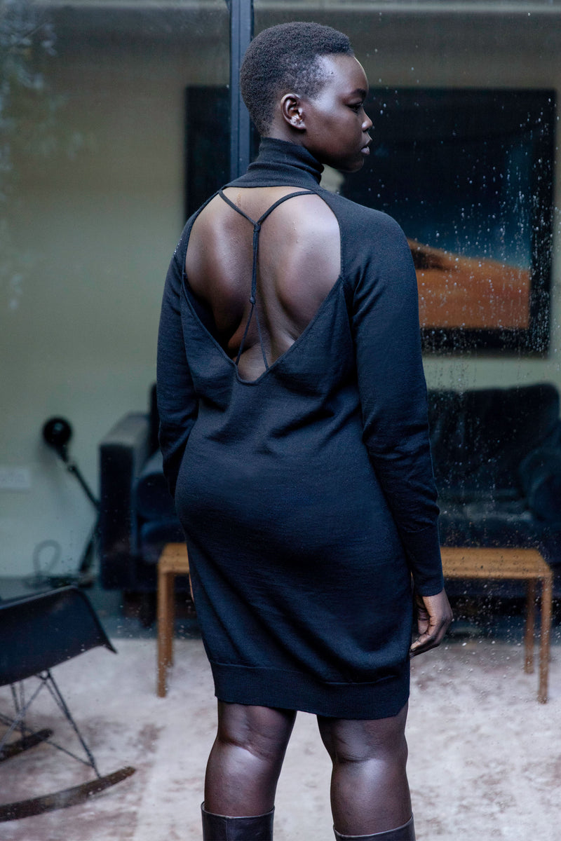 Open Back Knit Dress Black – ATTIRE THE STUDIO
