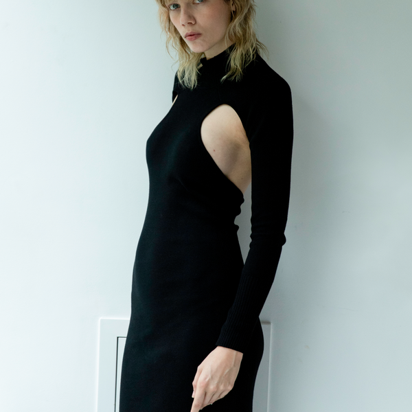 Cut Out Knit Dress Black ATTIRE THE STUDIO Cut Out Knit Dress Black ATTIRE THE STUDIO