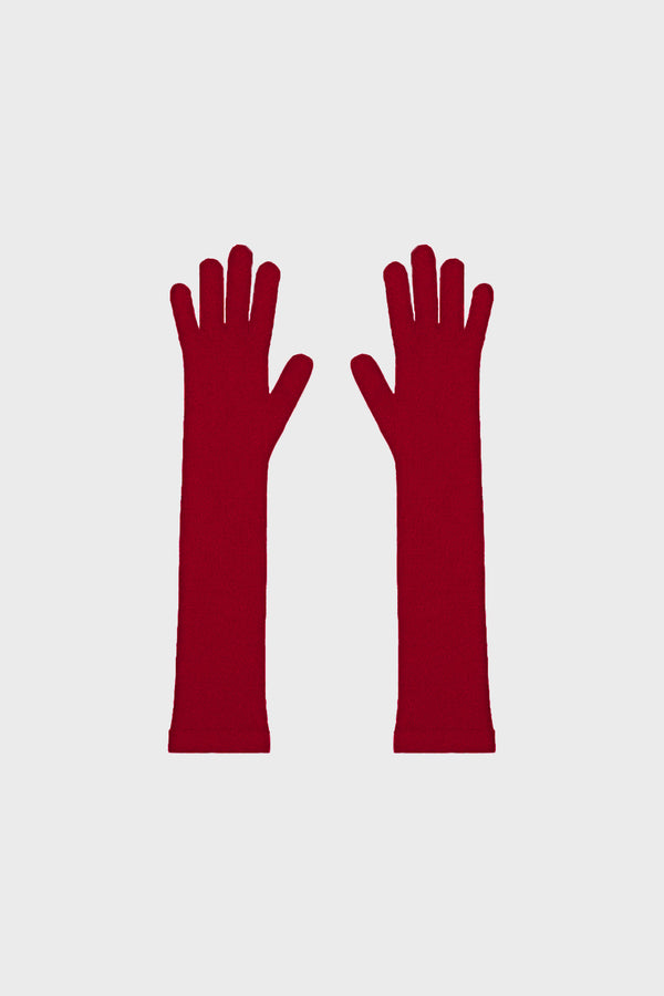 Recycled Cashmere Gloves Red